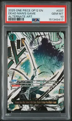 2025 ONE PIECE OP12-LEGACY OF THE MASTER ALT ART #037 DEAD MAN'S GAME PSA 10 - Image 1