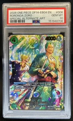 2025 One Piece The Best Roronoa Zoro Promo Special Alt Art #PRB02-006 PSA 10 - Image 1