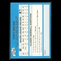 Tony Gwynn #220 1988 Classic Blue San Diego Padres Baseball Card MLB NM - Image 2
