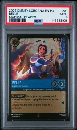 2025 DISNEY LORCANA EN P3-PROMO MAGICAL PLACES BELLE - APPRENTICE INVENTOR PSA 9 - Image 1