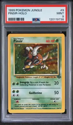1999 Pokemon Jungle #9 Pinsir Holo Unlimited PSA 9 MINT - Image 1