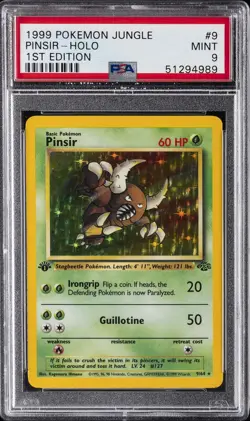 1999 POKEMON JUNGLE 1ST ED #9 PINSIR-HOLO PSA 9 - Image 1