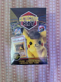 Pokemon Detective Kit Mystery Box Pikachu Plush 2 Booster Packs new b01/bag4 - Image 1