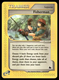 Pokemon Cards Fisherman 125/144 Skyridge WOTC Uncommon NM - Image 1