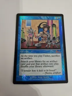 MTG Foil Tinker Sorcery Blue Card Urza's Legacy 1999 Mike Raabe 45 Uncommon #2 - Image 1