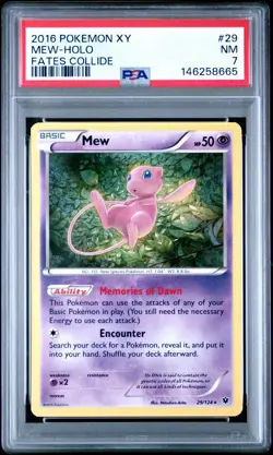 PSA 7 Mew Holo 29/124 XY Fates Collide Pokemon Card Near Mint - Image 1