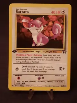 Pokemon Card Team Rocket 1st Edition Regular Finish Rattata 66/82 VLP-NM Vintage - Image 1