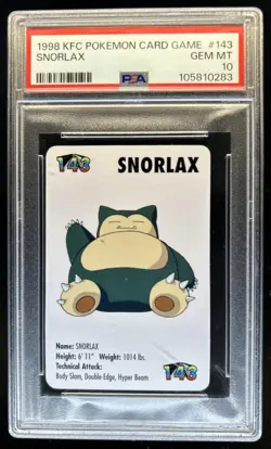 1998 KFC Pokemon Card Game Snorlax #143 PSA 10 GEM MINT Gem Mint - Image 1