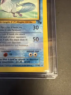 Vintage 1999 Pokemon Card Articuno 17/62 WoTC Fossil Set Rare Non-halo - Image 4