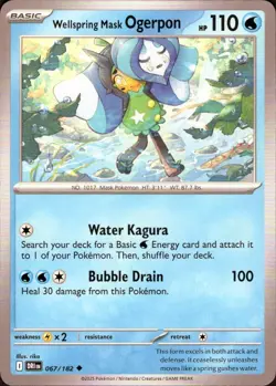 Wellspring Mask Ogerpon 067/182 Paradox Rift Rare Pokemon Card NM - Image 1