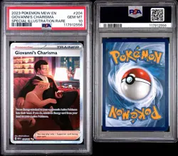 Pokemon TCG Giovanni's Charisma Holo Card 204/165 Scarlet & Violet 151 PSA 10 - Image 1