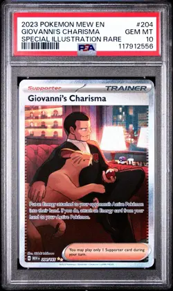Pokemon TCG Giovanni's Charisma Holo Card 204/165 Scarlet & Violet 151 PSA 10 - Image 2
