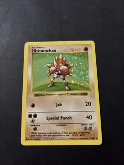 Pokemon TCG Hitmonchan Base Set Holo Shadowless Rare Card 7/102 LP condition - Image 1