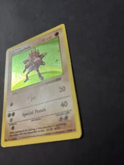 Pokemon TCG Hitmonchan Base Set Holo Shadowless Rare Card 7/102 LP condition - Image 2