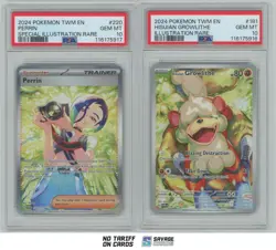2024 Pokemon Twilight Masquerade SEQUENTIAL Perrin & Hisuian Growlithe PSA 10 - Image 1