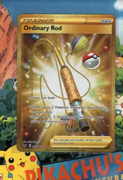Pokemon TCG Ordinary Rod (Secret) 215/202 Swsh01: Sword & Shield Holo NM/M - Image 1