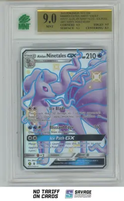 2019 Pokemon Sun & Moon Hidden Fates Full Art Alolan Ninetales GX MNT 9 - Image 1