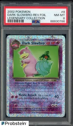 2002 Pokemon Legendary Collection #8 Dark Slowbro Reverse Holo PSA 8 NM-MT - Image 1