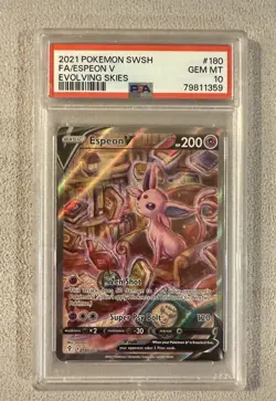 PSA 10 Espeon V Alt Art 180/203 Evolving Skies 2021 Pokemon Card - Image 1