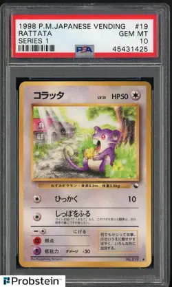 1998 Pokemon Japanese Vending Series 1 #19 Rattata PSA 10 GEM MINT - Image 1