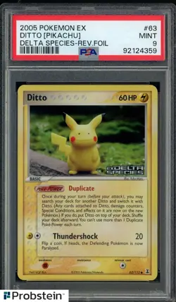 2005 Pokemon EX Delta Species #63 Ditto (Pikachu) Reverse Foil PSA 9 MINT - Image 1