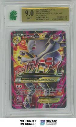 2015 Pokemon XY BREAKthrough Full Art M Mewtwo EX MNT 9 #160/162 - Image 1