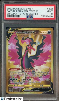 2022 Pokemon SWSH Brilliant Stars #183 FA/Galarian Moltres V Secret PSA 9 - Image 1