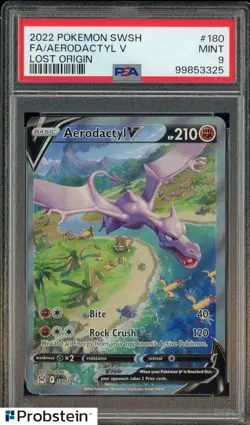 2022 Pokemon SWSH Lost Origin #180 FA/Aerodactyl V PSA 9 MINT - Image 1