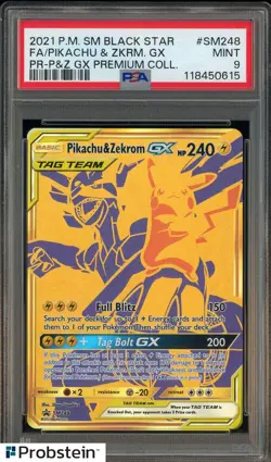 2021 Pokemon SM Black Star PR-P&Z GX PREM. COLL.#SM248 FA/Pikachu & ZKRM PSA 9 - Image 1