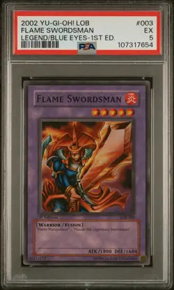 2002 YU-GI-OH LEGEND OF BLUE EYES WHITE DRAGON 1ST EDITION FLAME SWORDSMAN PSA 5 - Image 1
