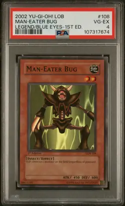 2002 YU-GI-OH! LEGEND OF BLUE EYES WHITE DRAGON 1ST EDITION MAN-EATER BUG PSA 4 - Image 1