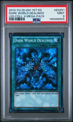 2013 YU-GI-OH! LEGEND COLLECTION MEGA-PACK 1ST EDITION DARK WORLD DEALINGS PSA 9 - Image 1
