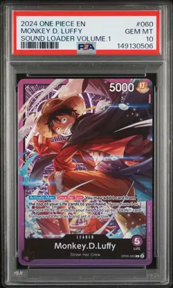 2024 ONE PIECE PROMOS SOUND LOADER VOLUME.1 #060 MONKEY D. LUFFY PSA 10 - Image 1