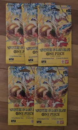 One Piece OP-15 Booster Pack Bundle x5 SEALED Adventure On Kami's Island TCG - Image 1