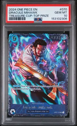 2024 ONE PIECE PROMOS TREASURE CUP-TOP 8 #070 DRACULE MIHAWK PSA 10 - Image 1