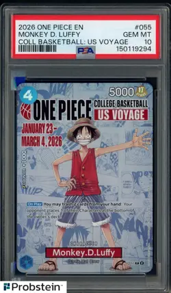 2026 One Piece EN College Basketball US Voyage #055 Monkey D Luffy PSA 10 - Image 1