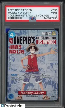 2026 One Piece EN College Basketball US Voyage #055 Monkey D Luffy PSA 9 - Image 1