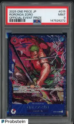 2025 One Piece JPN Official Event Prize #015 Roronoa Zoro PSA 9 MINT - Image 1