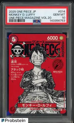 2025 ONE PIECE JPN PROMOS ONE PIECE MAGAZINE VOL.20 #014 MONKEY D. LUFFY PSA 10 - Image 1