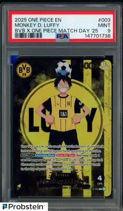 2025 ONE PIECE PROMOS BVB X ONE PIECE MATCH DAY 2025 003 MONKEY D. LUFFY PSA 9 - Image 1