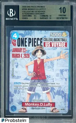 2026 One Piece EN College Basketball US Voyage #055 Monkey D Luffy BGS 10 - Image 1