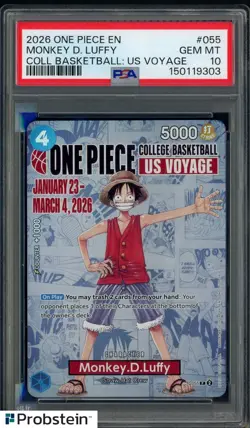 2026 One Piece EN College Basketball US Voyage #055 Monkey D Luffy PSA 10 - Image 1