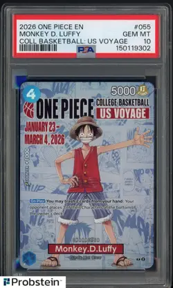 2026 One Piece EN College Basketball US Voyage #055 Monkey D Luffy PSA 10 - Image 1
