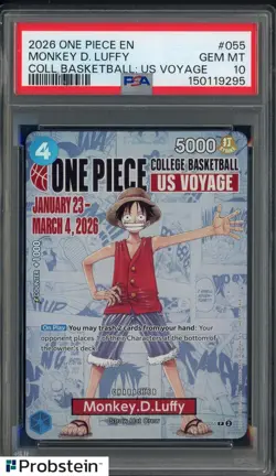 2026 One Piece EN College Basketball US Voyage #055 Monkey D Luffy PSA 10 - Image 1