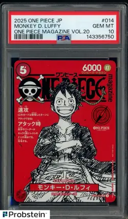 2025 ONE PIECE JPN PROMOS ONE PIECE MAGAZINE VOL.20 #014 MONKEY D. LUFFY PSA 10 - Image 1