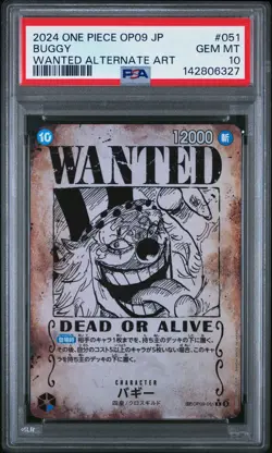 2024 ONE PIECE JPN EMPERORS IN THE NEW WORLD WANTED ALT ART #051 BUGGY PSA 10 - Image 1