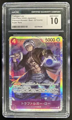 2024 One Piece Trafalgar Law Super Rare Premium Booster #ST10-010 CGC 10 - Image 1