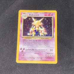 Pokemon Alakazam Base Set 1/102 Holo Rare 80 HP Stage 2 Vintage Card - Image 1