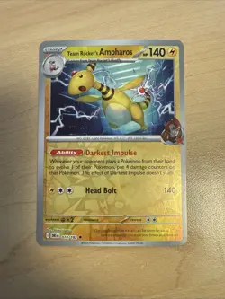 Pokemon Destined Rivals Team Rocket's Ampharos 074/182 Reverse Holo Card NM - Image 2