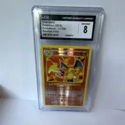 Pokemon Charizard CGC 8 Reverse Holo Evolutions 11/108 2016 HP 150 TCG Card - Image 1